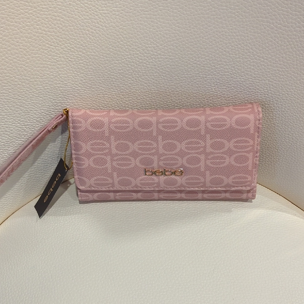 bebe Pink Signature Wristlet Wallet